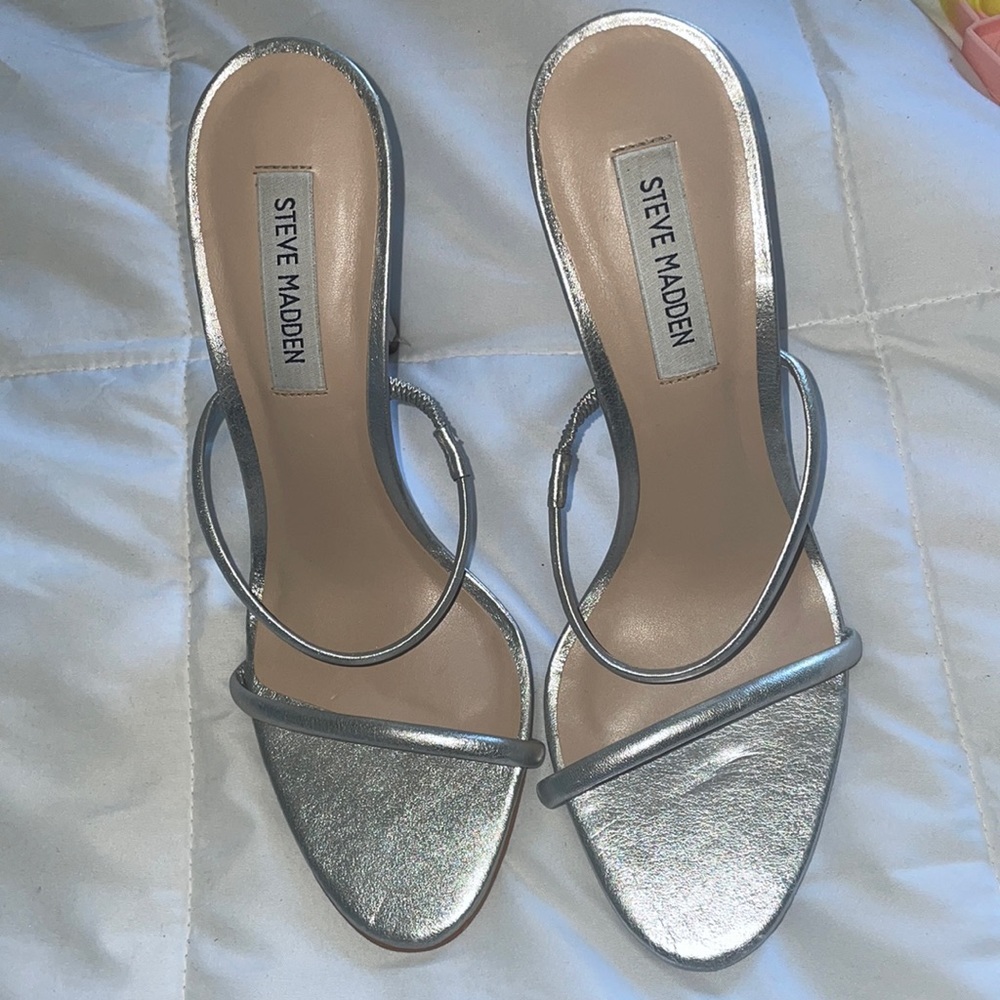 Silver strap heels